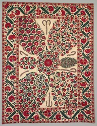 Suzani med blomsterspray, 1800-1850.