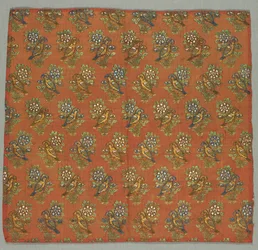 Taftfragment med Gul-u-Bulbul-rose og nattergalmønster, 1700-tallet.