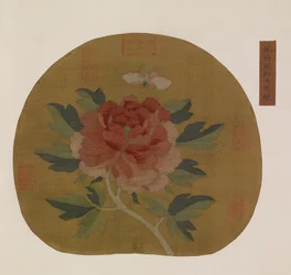 Tapestry: en pæon og sommerfugl, muligvis Ming-dynastiet, 1368-1644.