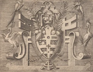 Plaketter og andre ornamenter med forskellige og finurlige opfindelser Kartoucher og andre ornamenter o ..., 1773.