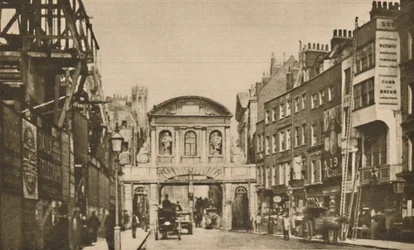 Temple Bar: Bygrænsen i Stranden i år 1878, c1935.