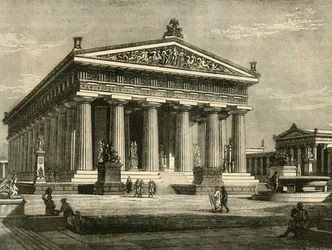 Tempel i Paestum, restaureret, 1890.