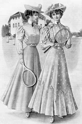 Tenniskjoler, pigebeklædning til august 1906