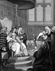 Unionsloven mellem England og Skotland læst for dronning Anne, 1826
