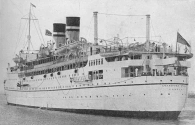 Arandora-stjernen ved begyndelsen af en fredstidsrejse, c1938 1940