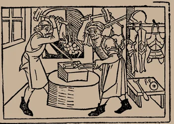 Smedekunsten. Fra Speculum Vitae Humanae af Rodericus Zamorensis, 1479.