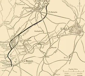 The Battleground of Neuve Chapelle, Første Verdenskrig, 1915, c1920.