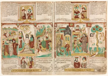 De fattiges bibel Biblia Pauperum, Faraos hær druknet i Det Røde Hav..., 1450-1465