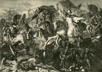 Biskoppen af Ratisbon i slaget ved Augsburg, slaget ved Lechfeld 955, 1890.