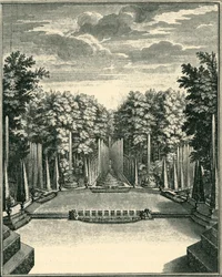Water Theatre Bosquet i haverne i Versailles, Frankrig, 1903.
