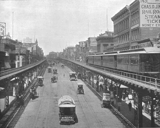 The Bowery, ser mod nord, New York, USA, c1900.