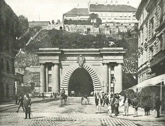 Buda Castle Tunnel, Budapest, Østrig-Ungarn, 1895.