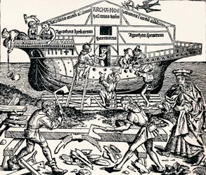 Bygningen af arken under tilsyn af Noah, 1493, 1903