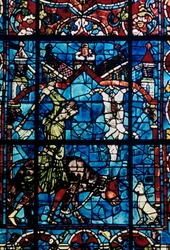 Slagterne, farvet glas, Chartres Cathedral, Frankrig, 1194-1260