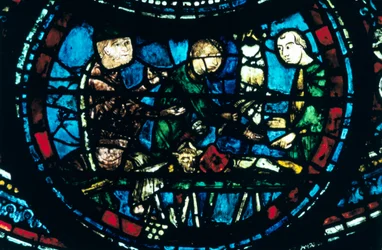 Slagterne, farvet glas, Chartres Cathedral, Frankrig, 1194-1260