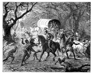 Caffre-krigen: Indfødte angriber en konvoj, 1800-tallet
