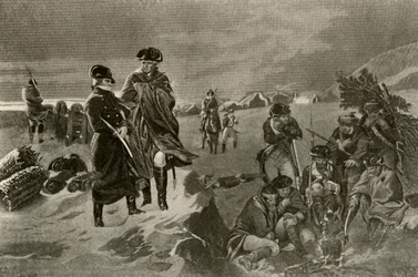 Lejren ved Valley Forge. Officerskapsler og hollandske tæpper til soldater, c1777, 1937.