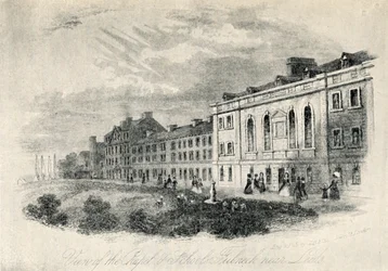 The Chapel and Schools, Fulneck nær Leeds, 19. århundrede, 1947.