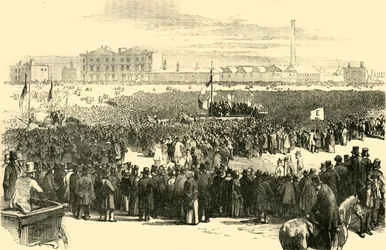 Chartistmødet på Kennington Common, 1848, c1878.