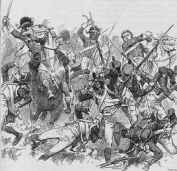 Dragonerne red videre og slog med deres lange, glitrende sværd, 1902