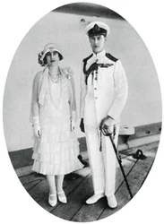 Hertugen og hertuginden af York ombord på HMS Renown, Malta, 1927, 1937