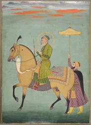 Kejser Alamgir regerede 1658-1707 til hest, ca. 1690-1710.