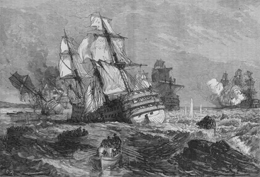 Fjendernes fartøjer strandede ud for Point of Grao, c1880