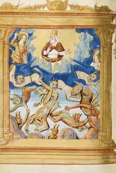 Lucifers fald. Fra Timebog, ca. 1500