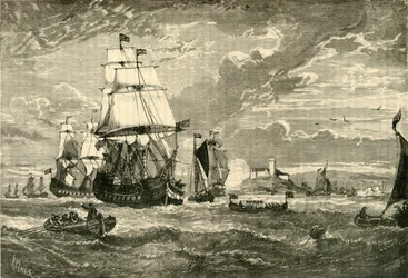 Den første flåde af East India Company forlader Woolwich, 1601, 1890.
