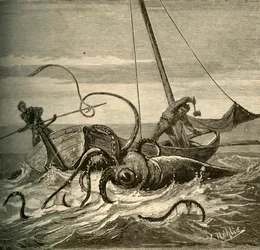 Fiskernes kamp med kæmpeblæksprutten, 1881.
