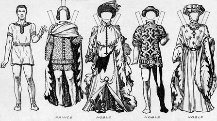 The Gallery of Costume: Kjoler båret i de sidste år af Edward IIIs regeringstid, c1934