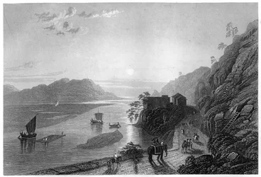 Ganges kommer ind på sletterne nær Hurdwar, Indien, c1860