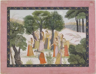 Gopis-søgningen efter Krishna fra en Bhagavata Purana, ca. 1780.