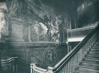 The Grand Staircase, Viser Thornhills vægmalerier, Stoke Edith, c1909