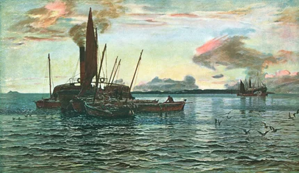 Sildemarkedet til søs på Loch Fyne, Argyll, 1884, c1902.