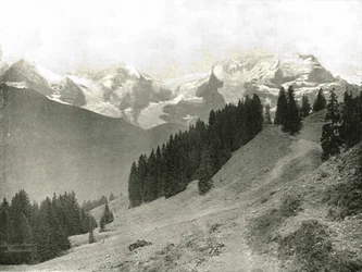 Jungfrau og hendes naboer, Schweiz, 1895.