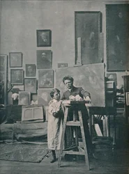 The Late Eugene Carriere i hans atelier, c1870-1890, 1906