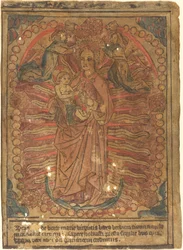 Madonnaen og barnet i en rosenkrans, ca. 1490.
