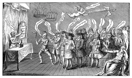 Tryllekunstneren eller flaskeslukkeren. Engelsk godtroenhed: eller, Yere all Bottled, 1749