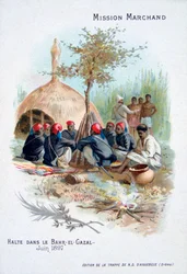 Marchand-ekspeditionen: hvilende i Bahr-el-Gazal, Sudan, juni 1897