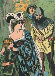 Røverne opdager dronning Margaret og prinsen, c1907