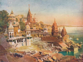Hinduernes hellige by: Benares på Ganges, 1908