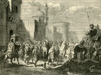 Saracenerne forlader Narbonne, restaureret til frankerne, 737AD, 1890.