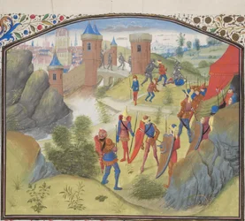 Belejringen af Antiokia. Miniature fra Historia af Vilhelm af Tyrus, 1460