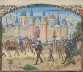 The Siege of Tyre, 1124. Miniature from the Historia af William of Tyre, 1460