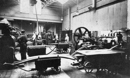 Sølvvalsehallen, Royal Mint, Tower Hill, London, begyndelsen af det 20. århundrede