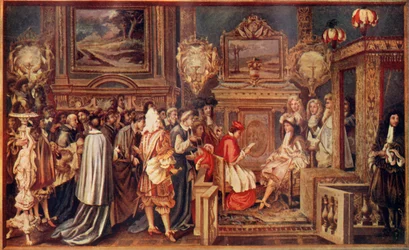 Solkongen Ludvig XIV af Frankrig med sit strålende hof, 1664, ca. 1930