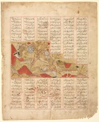 Fortællingen om de tolv ansigter. Bizhan henvender sig til hæren..., 1341.
