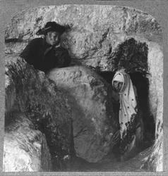Kristi grav, der viser stenen, rullet væk, c1900
