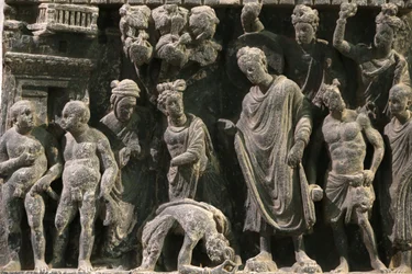 Victoria and Albert Museum. Relief, der viser et forsøg på Buddhas liv. 100-200. Schist. Gandhara/Nordvest Pakistan. Det Forenede Kongerige